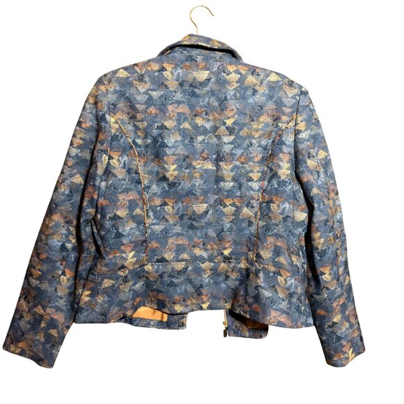 Vintage Canvasbacks Abstract Geometric Print Full Zip Jacket Womens SZ XL Blue - Picture 9 of 9